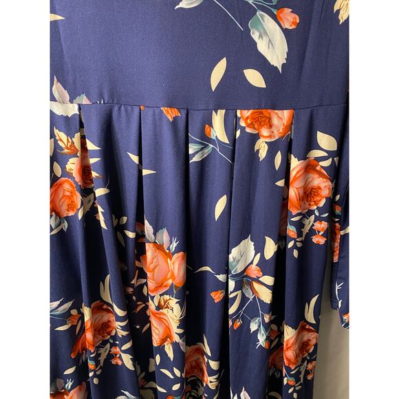 NWT Auselily Womens Size L Dark Blue w Red Roses Soft long Sleeve - Picture 16 of 16